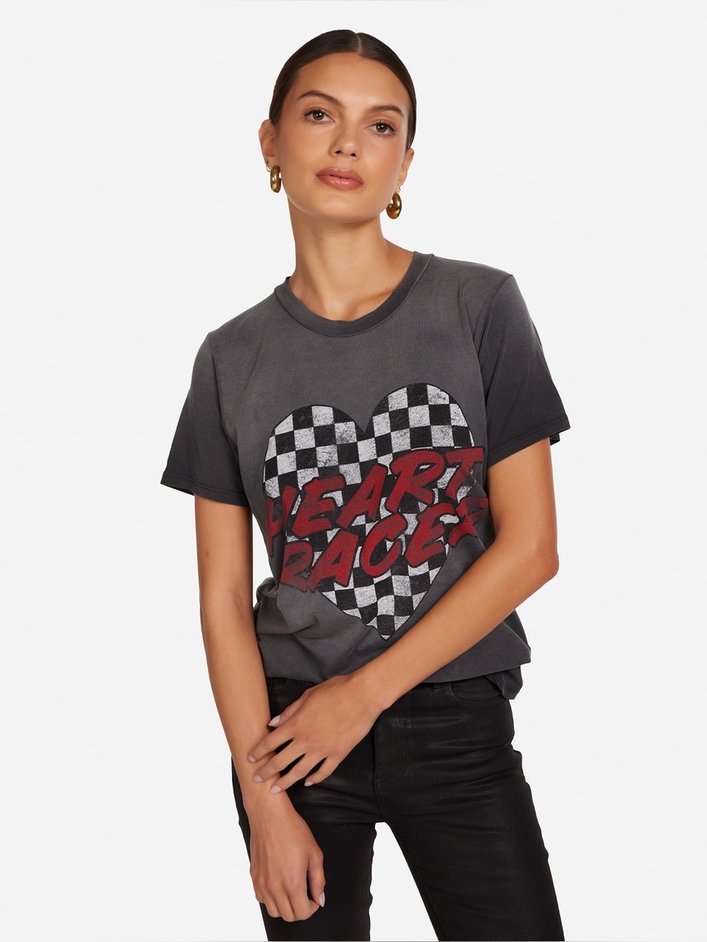 Lauren Moshi Black Graphic Crewneck Tee